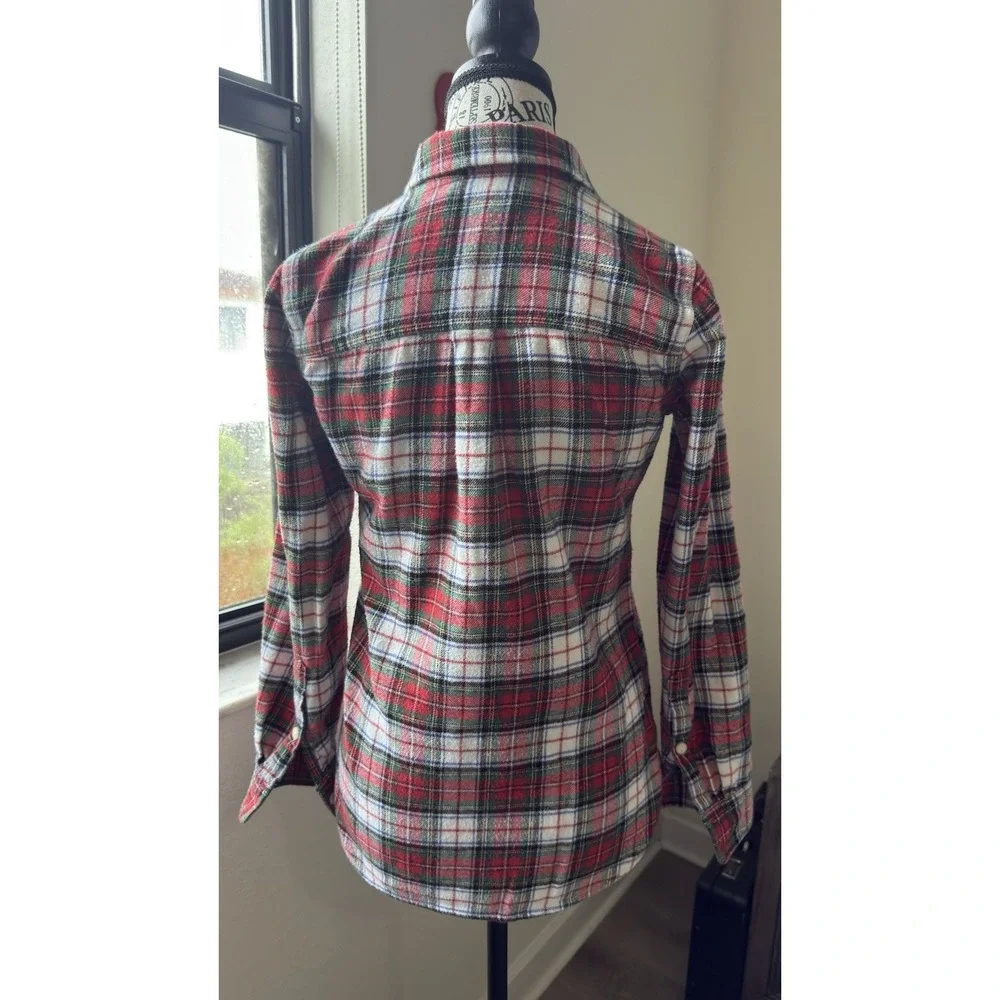 Madewell Womens Plaid Flannel Ex-Boyfriend Shirt Red Gray XS Button Down E5805